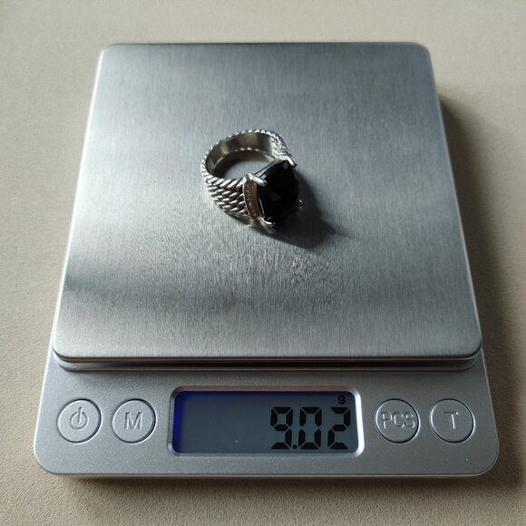 David Yurman "Wheaton" Ring Black Onyx & Diamond 925 Sterling Silver Size 9 - Picture 9 of 9